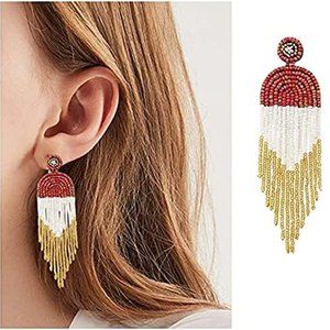 Free People ⭐️ Long Beaded Tassel Earrings
